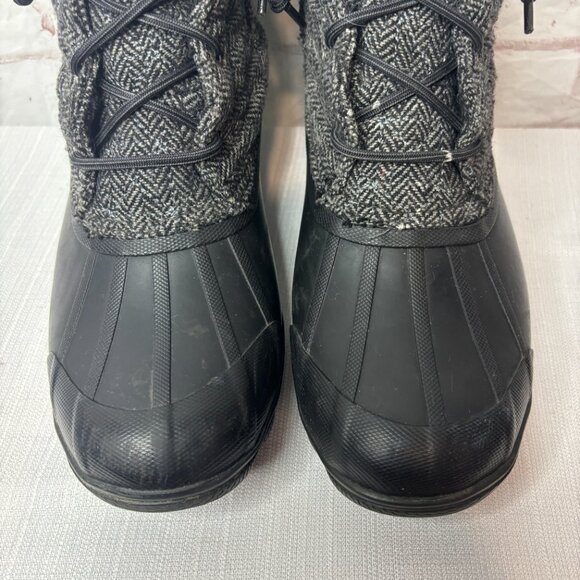 Sperry Women's 7.5 Black Grey Herringbone Syren Gulf Ankle Duck Boots - Picture 7 of 9